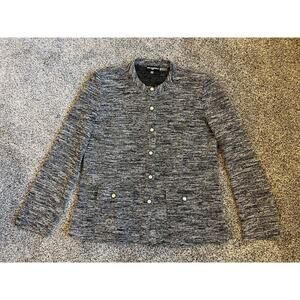 Karl Lagerfeld Paris Women’s Size 10 Charcoal Knit Blazer Pearl Buttons